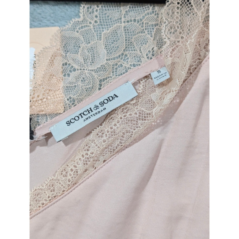 Scotch & Soda Pink Lace Trim V-Neck Camisole Coquette Fairy Ballet Tank Top S - Picture 7 of 12